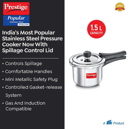 Prestige Svachh Popular 1.5 Litre Stainless Steel Pressure Cooker - 5