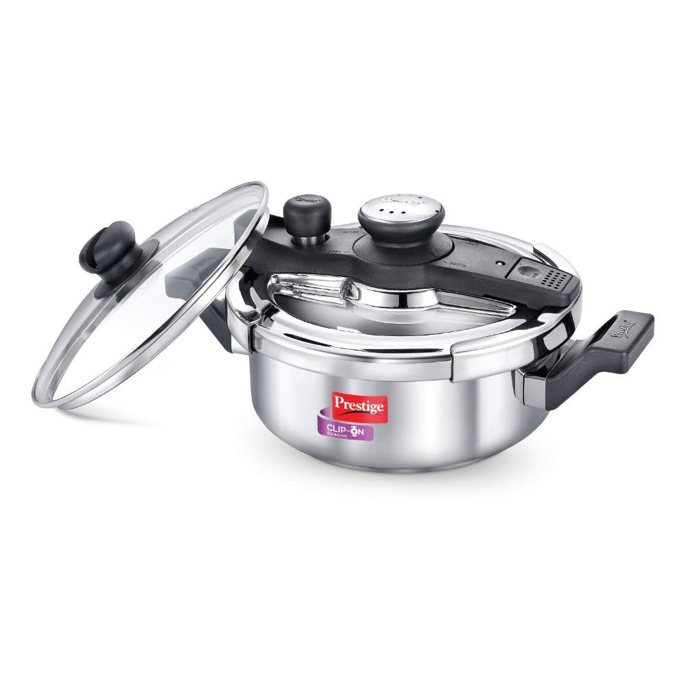 Prestige Clip-on Svachh Stainless Steel Pressure cooker with Glass Lid - 1