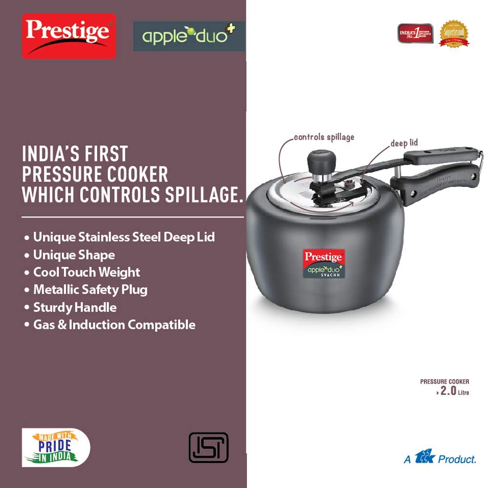 Prestige Svachh Apple Duo Plus Hard Anodized Pressure Cooker - 20262 - 3