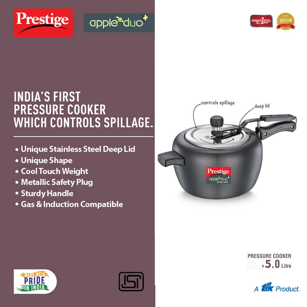 Prestige Svachh Apple Duo Plus Hard Anodized Pressure Cooker - 20263 - 13