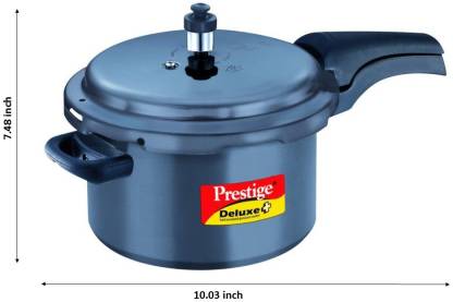 Prestige Deluxe Plus Hard Anodized Outer Lid Pressure Cooker, 5 Litres, Black