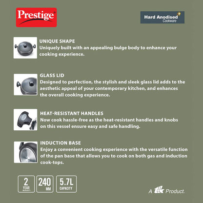 Prestige Hard Anodised Plus Sauce Pan with Glass Lid - 30496 - 10