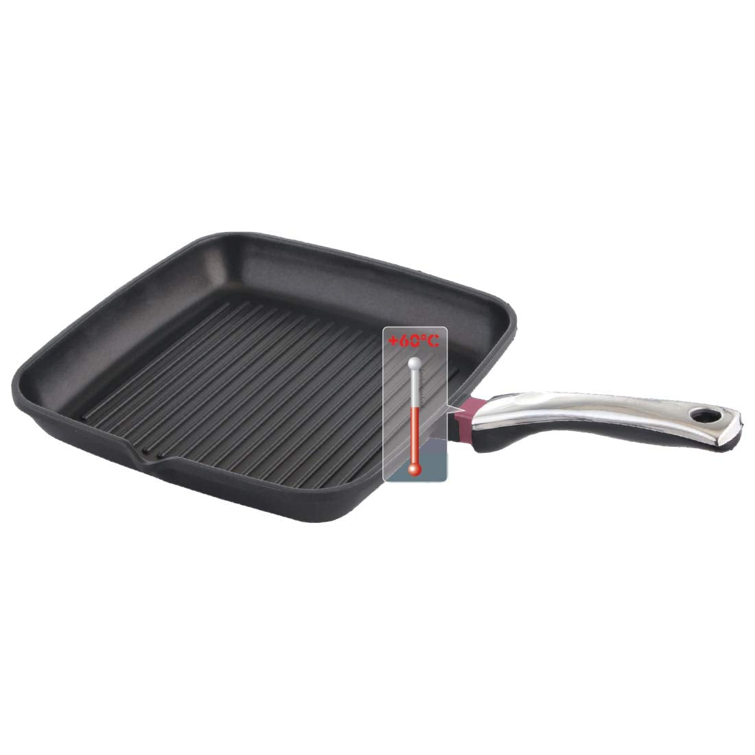 Prestige Die Cast Plus Square Grill Pan, 240 mm, Black