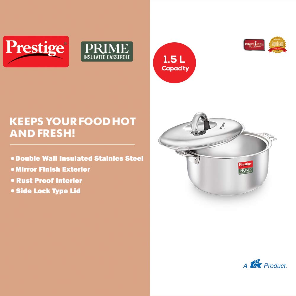 Prestige Prime Stainless Steel Insulated Casserole - 36192 - 3