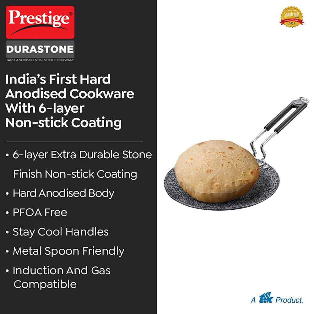 Prestige Durastone Hard Anodised 6 Layer Non-Stick Coating Concave Tawa - 4