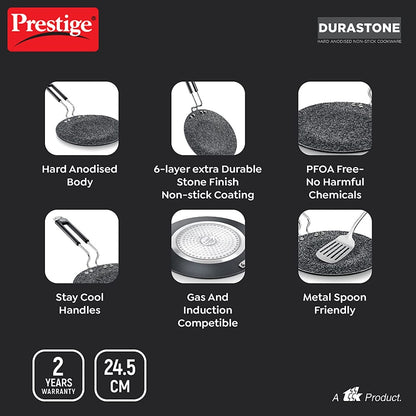 Prestige Durastone Hard Anodised 6 Layer Non-Stick Coating Concave Tawa - 5