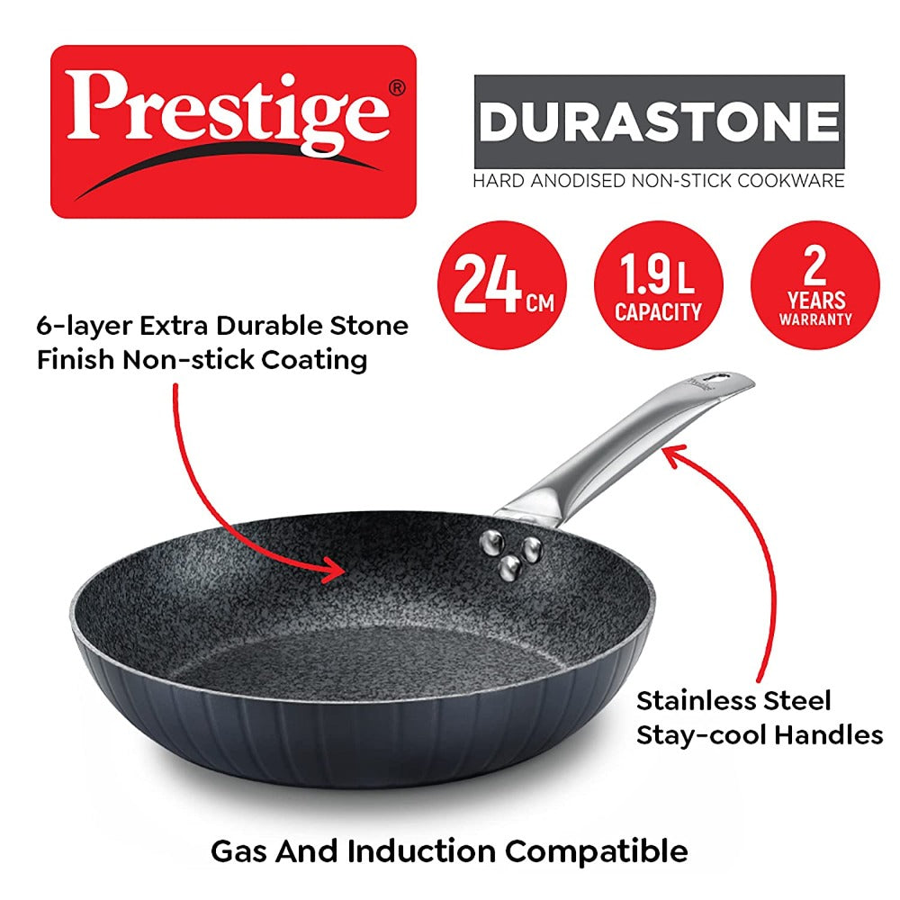 Prestige Durastone Hard Anodised 6 Layer Non-Stick Coating Fry Pan - 8