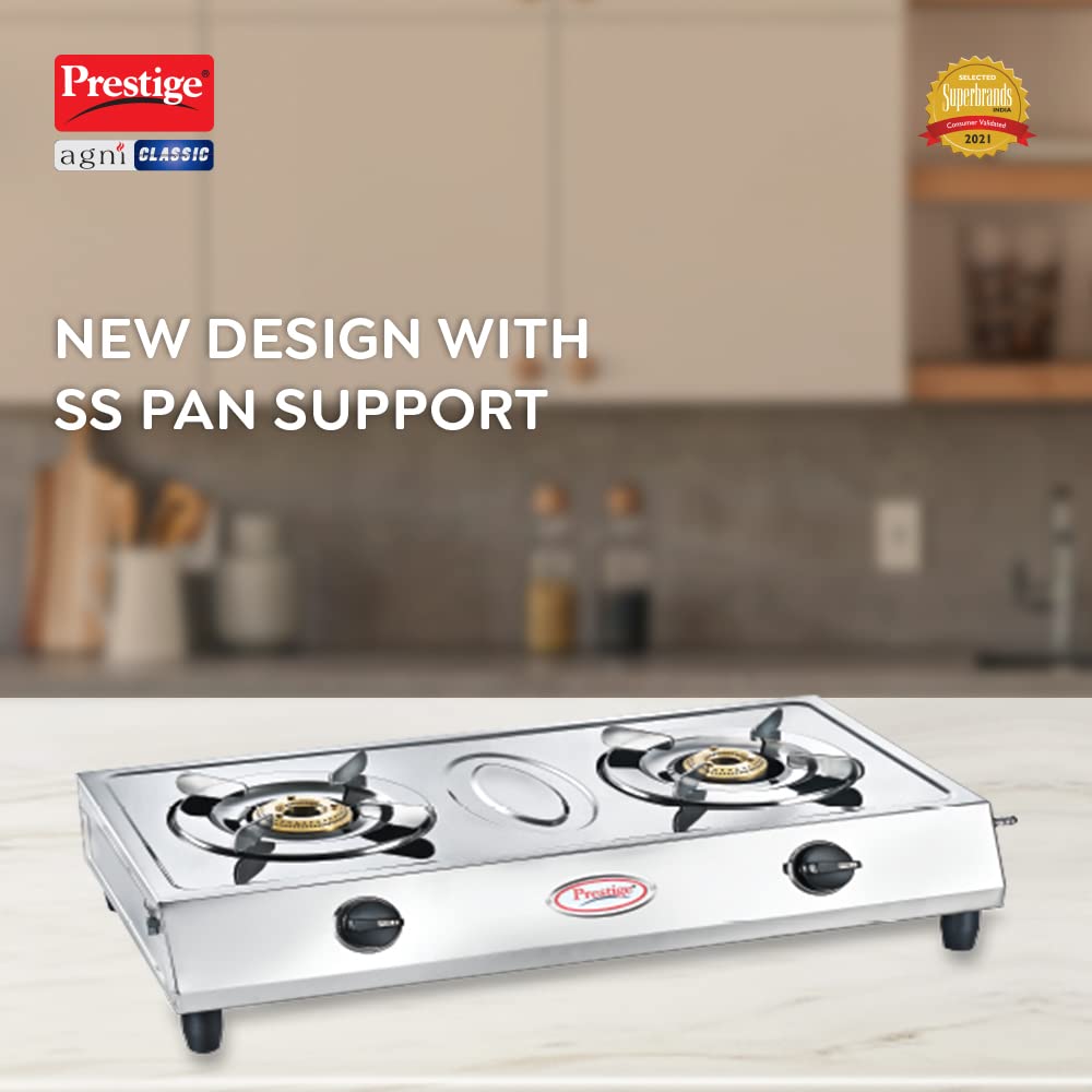 Prestige Agni Classic 2 Burners Manual Stainless Steel Gas Stove - 2