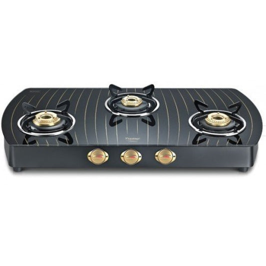 Prestige Premia Schott Gts 03 D Gold, 3 Burner Gas Stove