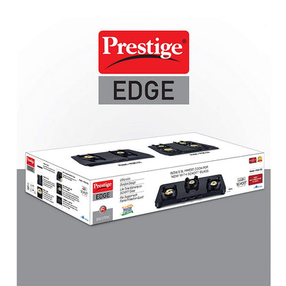 Prestige Edge Schott Glass 3 Burner Gas Stove, Black