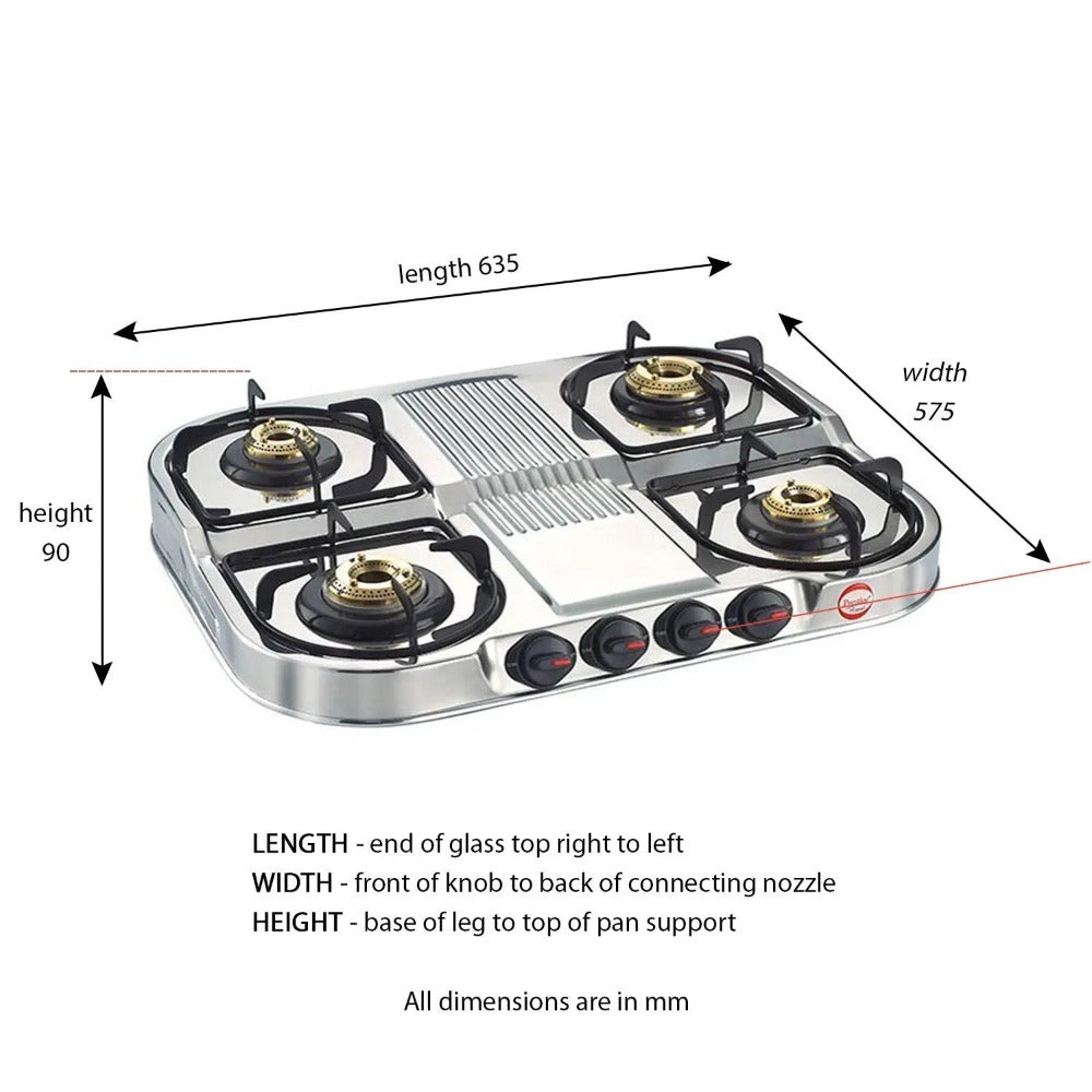 Prestige Stainless Steel DGS 04 Royale 4 Burner Gas Table - 40257 - 6