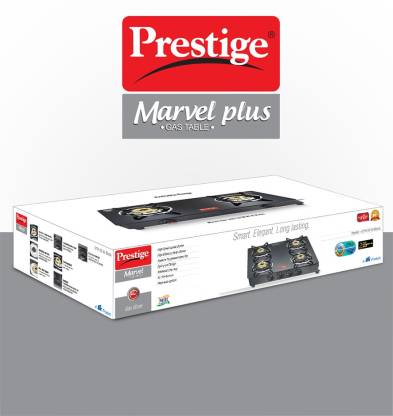 Prestige Marvel Plus Glass 4 Burner Gas Stove (Black)