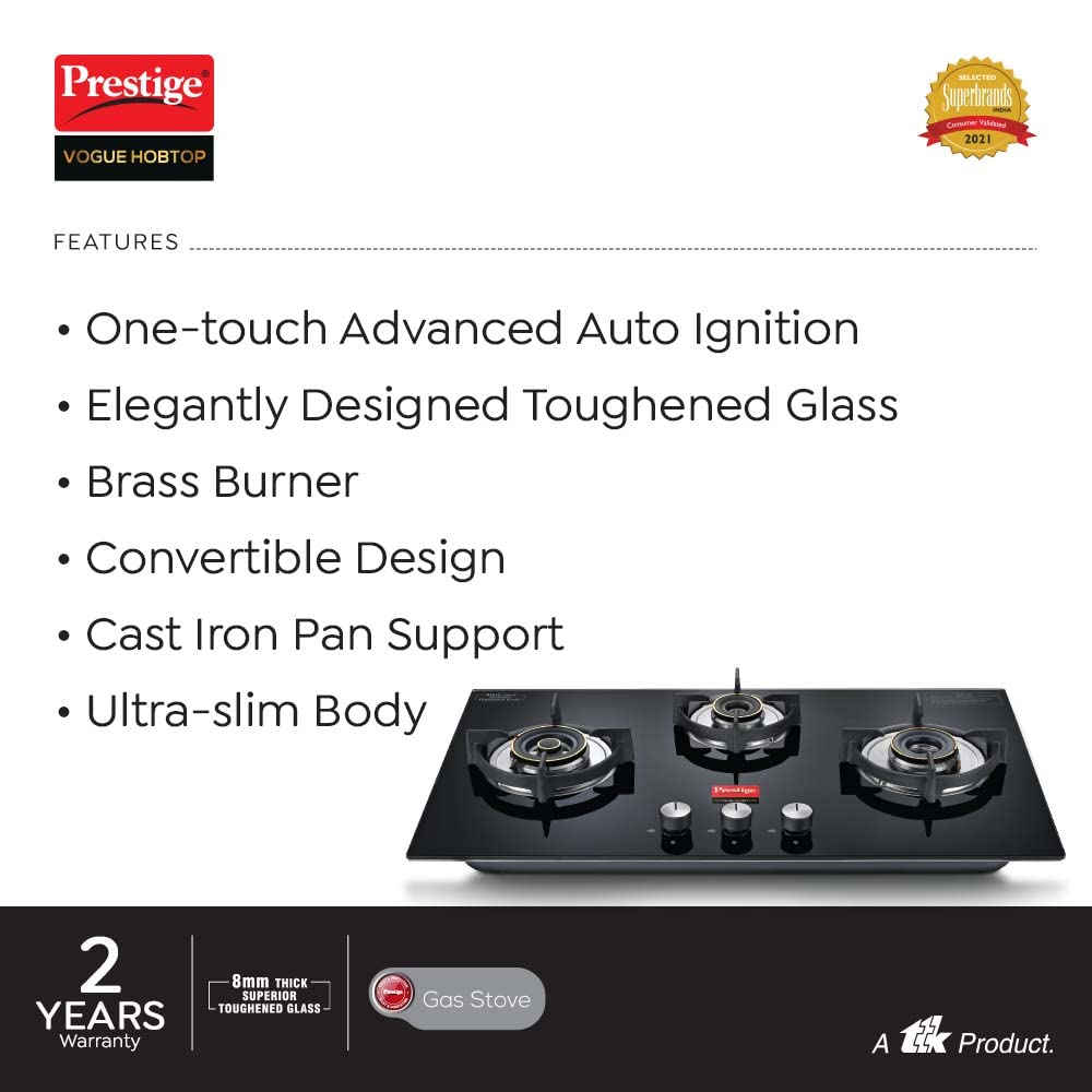 Prestige Vogue 3 Burner Hob Top - 3