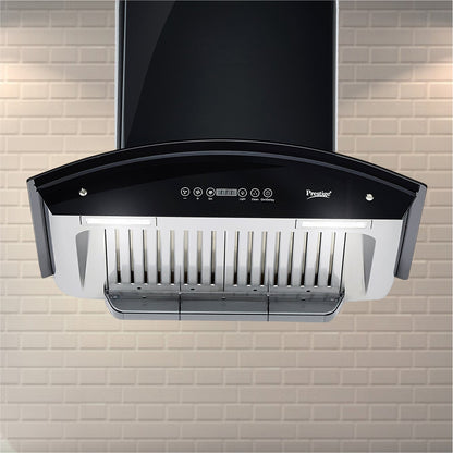 Prestige AKH 600 CB Auto Clean Kitchen Hood Chimney with 2 Baffle Filters | 850 m3/hr | Black