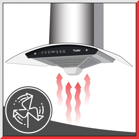 Prestige AKH 900 CB Plus Turbo Series Kitchen Hood Chimney with 2 Baffle Filters | 1000 m3/hr | Black