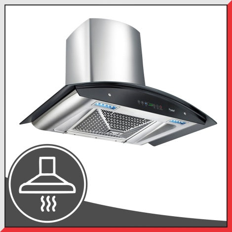 Prestige AKH 900 CB Plus Turbo Series Kitchen Hood Chimney with 2 Baffle Filters | 1000 m3/hr | Black