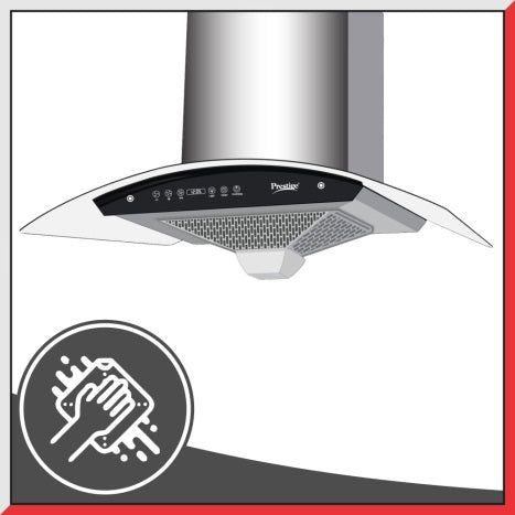 Prestige AKH 900 CB Plus Turbo Series Kitchen Hood Chimney with 2 Baffle Filters | 1000 m3/hr | Black