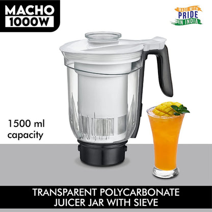 Prestige Macho 1000 Watts Pure Copper Motor Mixer Grinder with 3 Stainless Steel Jars and 1 Juicer Jar - 42524 - 3