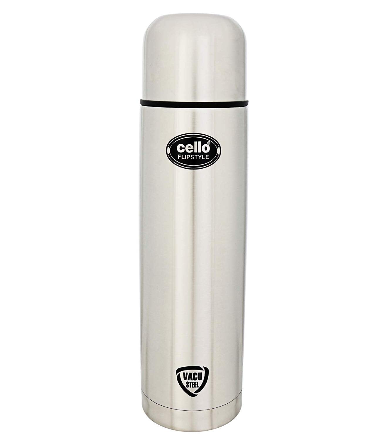 Cello Flip Style Stainless Steel Bottle with Thermal Jacket, 350ml, Silver