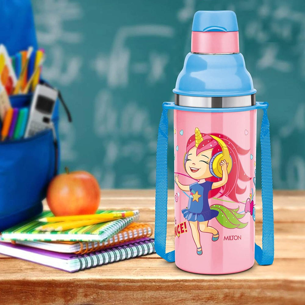 Milton Kool Stunner 400 ML Insulated Inner Stainless Steel Water Bottle for Kids - Light Pink - 8