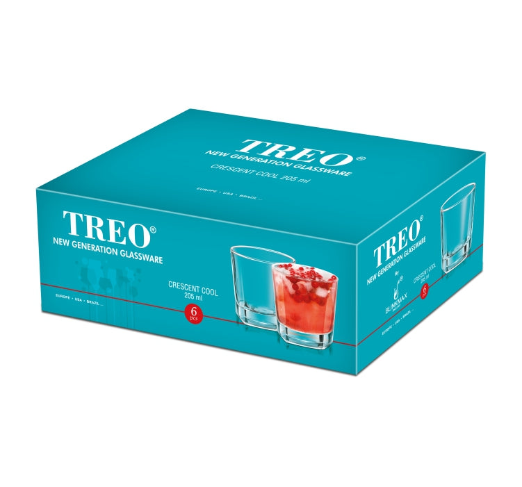Treo Crescent Cool 205 ML टम्बलर | पारदर्शक | 6 पीसीचा संच