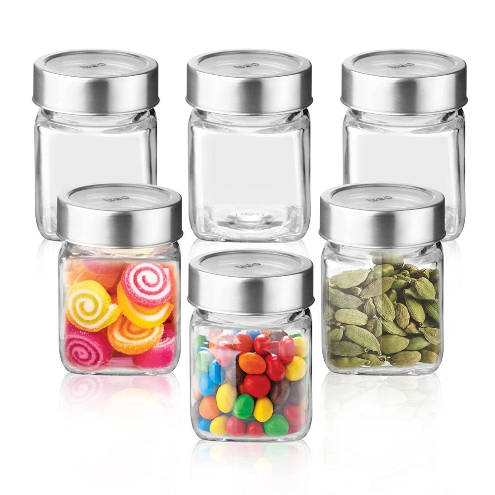 Treo Cube 180 ML Glass Storage Jar with Steel Lid - 3