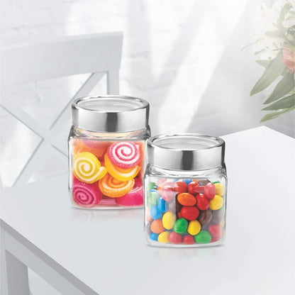 Treo Cube 180 ML Glass Storage Jar with Steel Lid - 6