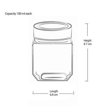 Treo Cube 180 ML Glass Storage Jar with Steel Lid - 7