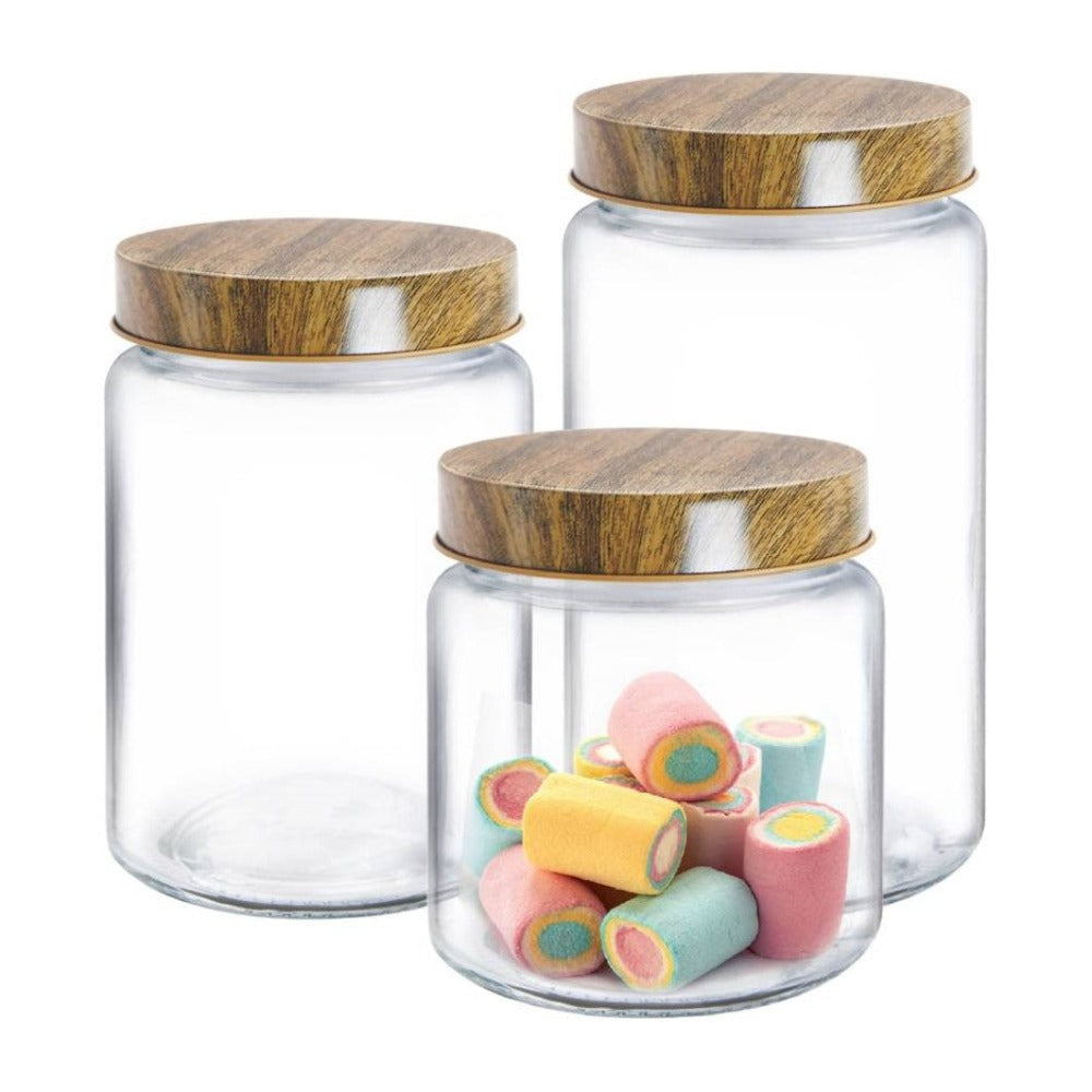 Treo Borosilicate Round Storage Jar with Wooden Lid - 1