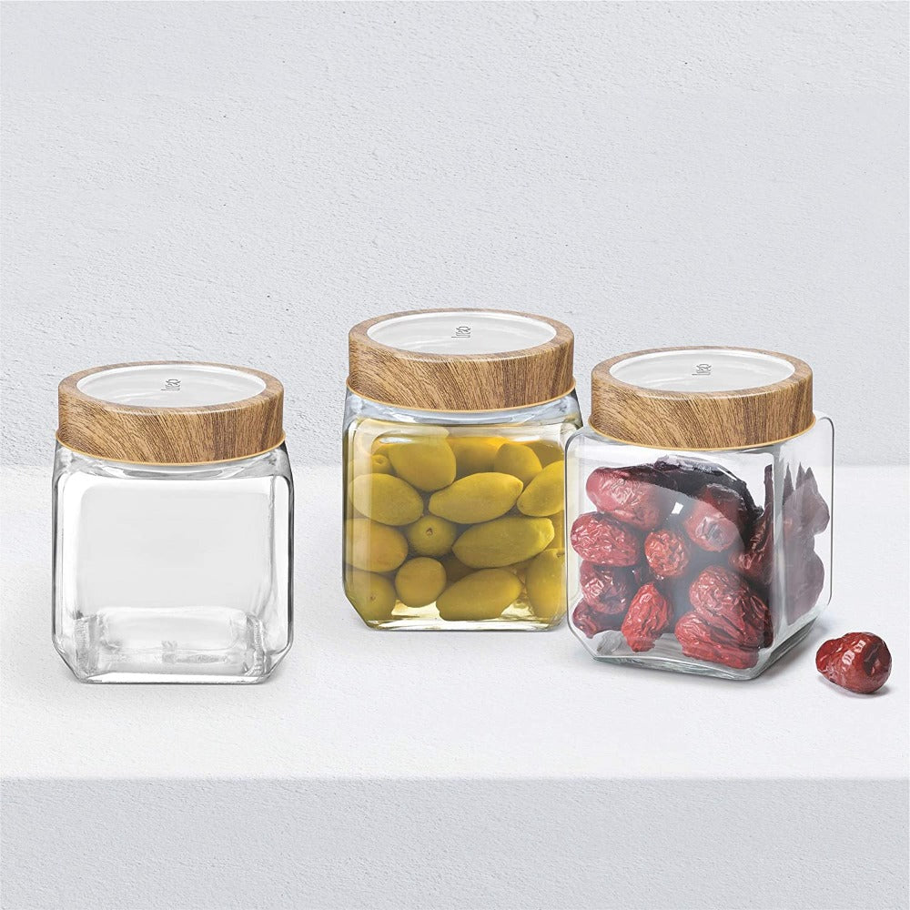 Treo Woody Cube 580 ML Storage Glass Jar - 4