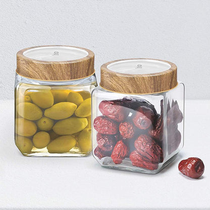 Treo Woody Cube 580 ML Storage Glass Jar - 1