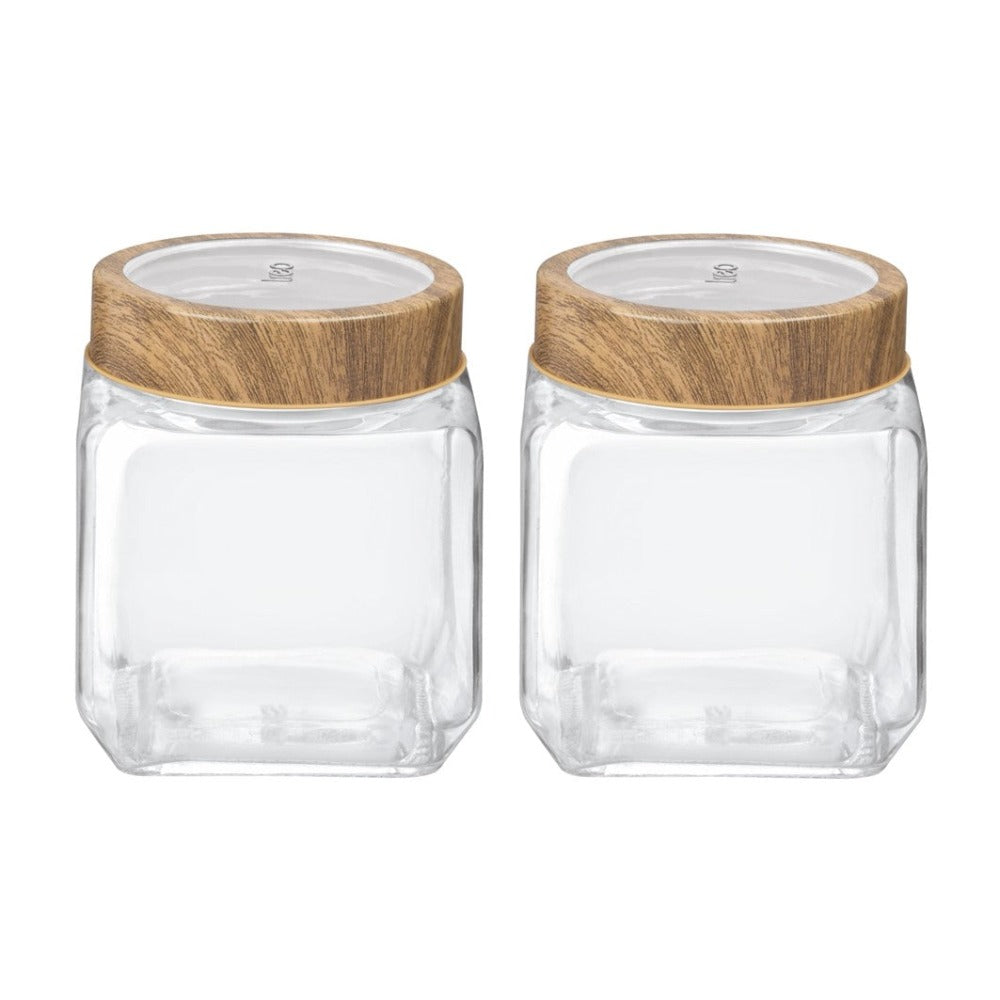 Treo Woody Cube 580 ML Storage Glass Jar - 2