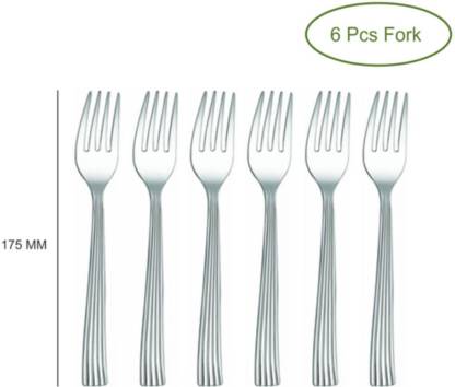 Shri & Sam Shaffield 6 Pieces Stainless Steel Dessert Fork Set  (Pack of 6)