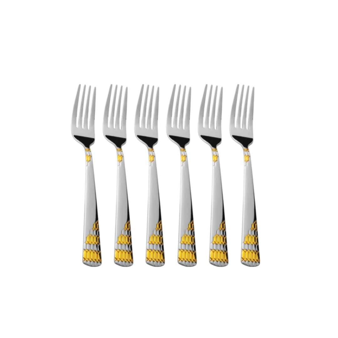 Shri & Sam Lavish Stainless Steel Dinner Fork Set, 6 Pieces, Silver