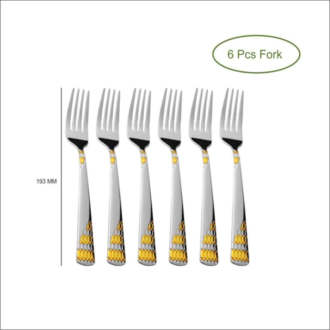 Shri & Sam Lavish Stainless Steel Dinner Fork Set, 6 Pieces, Silver