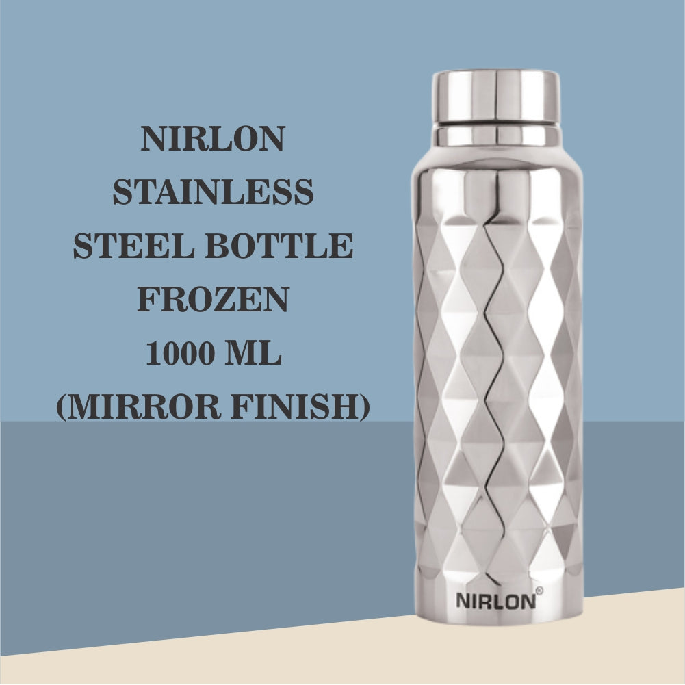 Nirlon Stainless Steel Bottle- Frozen | 1000 ml | Mirror Finish from www.rasoishop.com