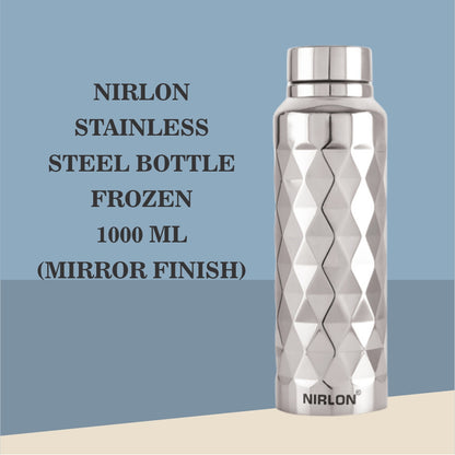 Nirlon Stainless Steel Bottle- Frozen | 1000 ml | Mirror Finish from www.rasoishop.com