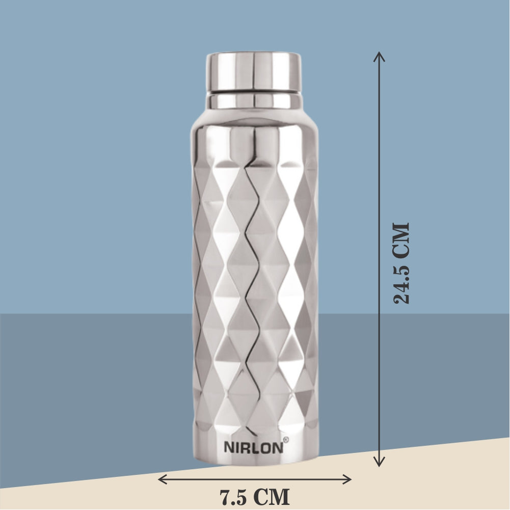 Nirlon Stainless Steel Bottle- Frozen | 1000 ml | Mirror Finish from www.rasoishop.com