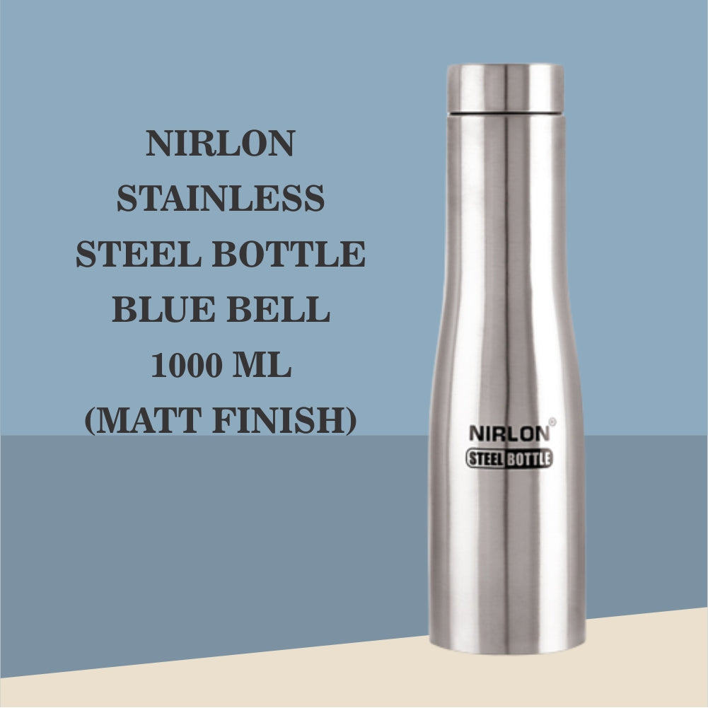 Nirlon Stainless Steel Bottle - Blue Bell | 1000 Ml | Matt Finish