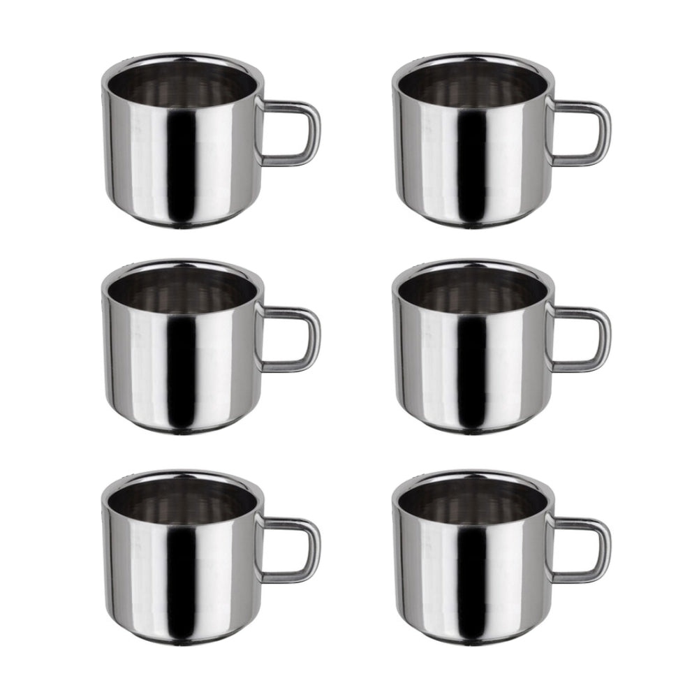 Nirlon Stainless Steel Small Tea Cup | Silver | Set of 6 Pc | 100 ML only at www.rasoishop.com