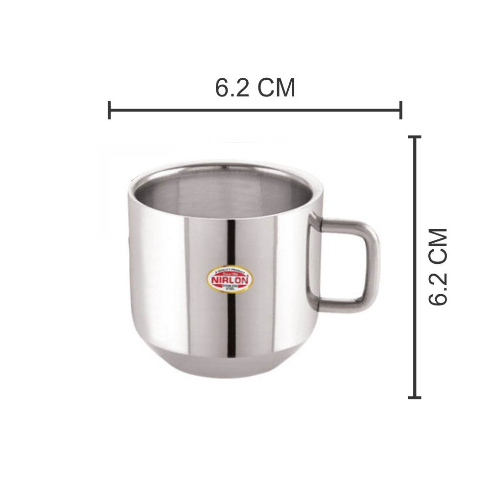 Nirlon Stainless Steel Small Tea Cup - TipTop | Silver | Set of 6 Pc | 100 ML only from www.rasoishop.com