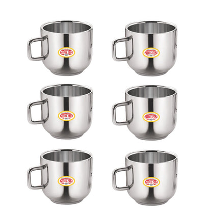 Nirlon Stainless Steel Small Tea Cup- Apple | Silver | Set of 6 Pc | 100 ML on www.rasoishop.com