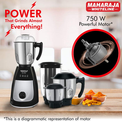 Maharaja Whiteline Joy Elite Mixer Grinder, 750W, 4 Jars