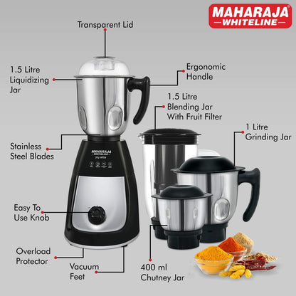 Maharaja Whiteline Joy Elite Mixer Grinder, 750W, 4 Jars