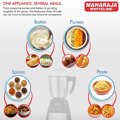 Maharaja Whiteline Joy Elite Mixer Grinder, 750W, 4 Jars