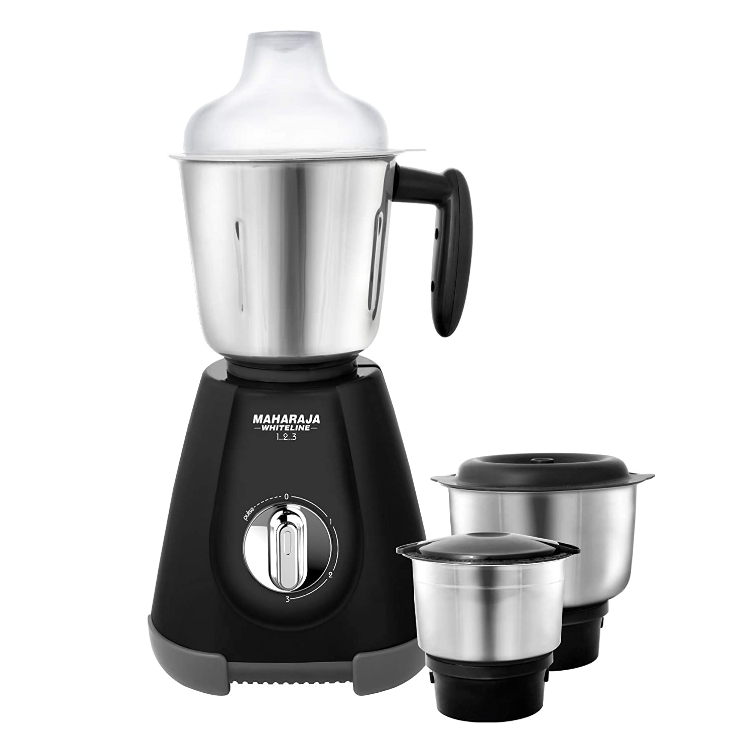 Maharaja Whiteline 1..2..3 MX-194 500 Watts Mixer Grinder (Black, 3 Jars)