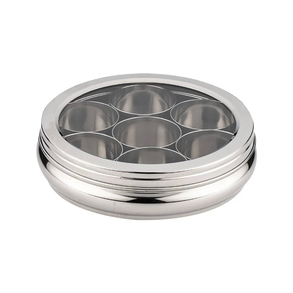 Decent Stainless Steel Deluxe Masala Dabba with Glass Lid - 4