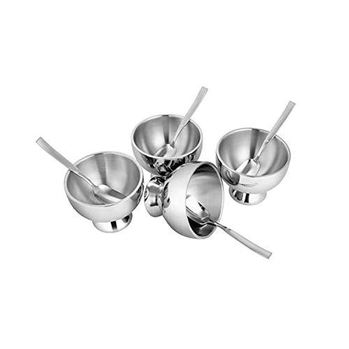 Shri & Sam High Grade Stainless Steel Bistro Ice Cream Dessert Set of 4 Pcs with Spoon (Inside)