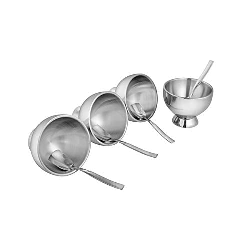 Shri & Sam High Grade Stainless Steel Bistro Ice Cream Dessert Set of 4 Pcs with Spoon (Inside)