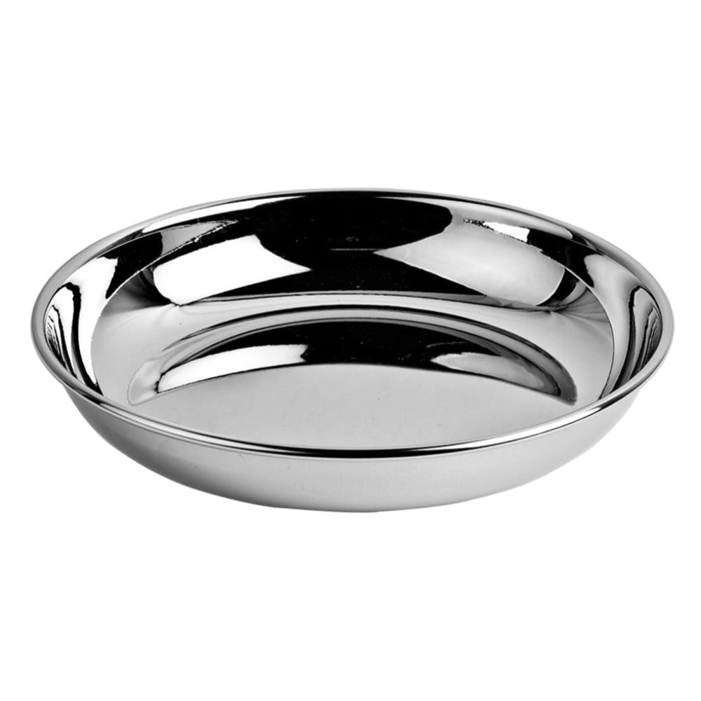 Bengani Stainless Steel Round Bottom (R.B) 22 Gauge Halwa Plate - 7 Inch - 5